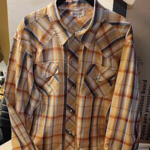 XL Vintage men's Parts long sleeve plaid shirt with Pearl snaps $50
